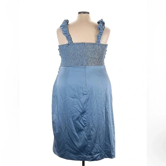Anthropologie Sky Periwinkle Ruched Sweetheart Cocktail Midi Dress Plus Size 3X - Picture 6 of 7